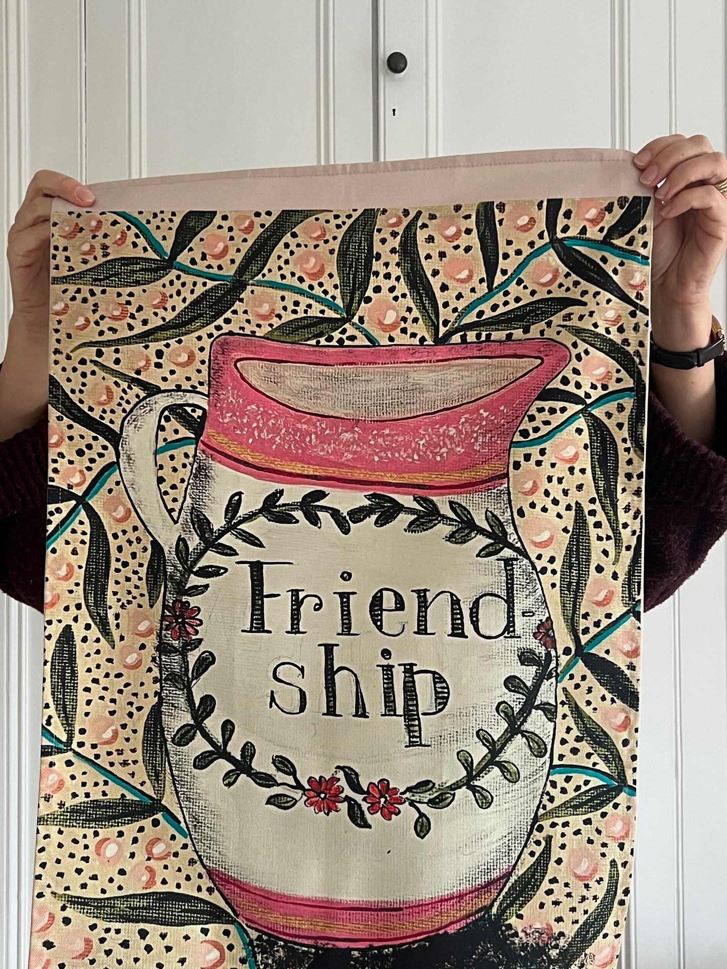 Friendship Jug Tea Towel – Folk Art Collection - SAMPLE