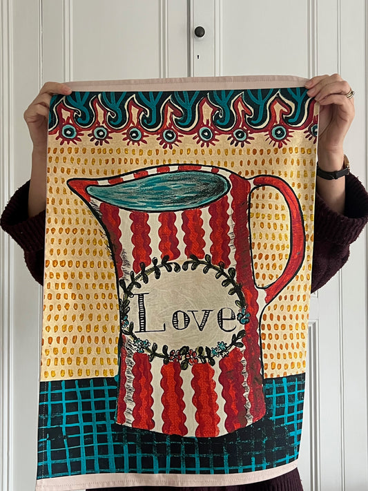 Love Jug Tea Towel – Folk Art Collection - SAMPLE