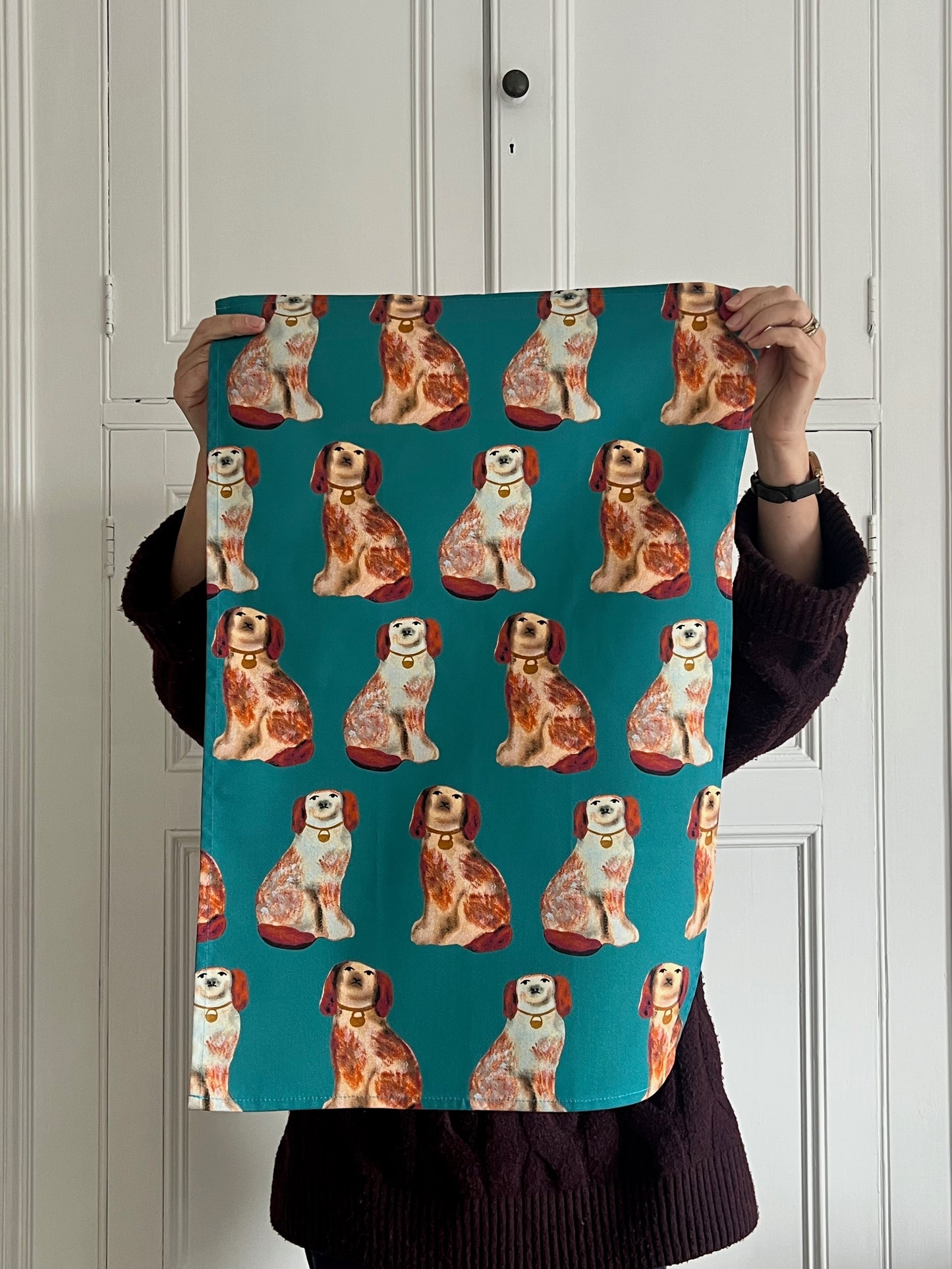 Staffordshire Dog Tea Towel – Turquoise
