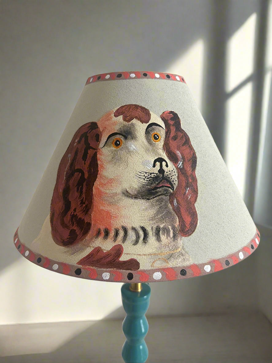 Nathaniel - Hand Painted Staffordshire Wally Dog Table Lamp Shade