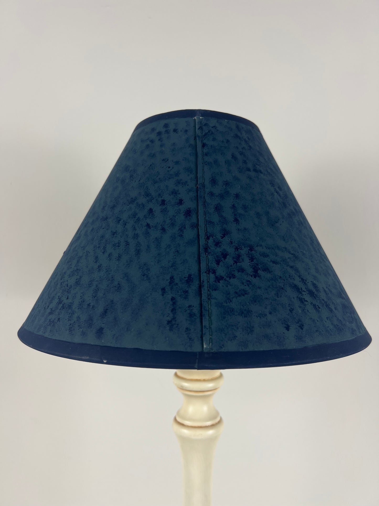 Hand-Painted Oak & Acorn Lampshade in Deep Blue – Folk Art Inspired