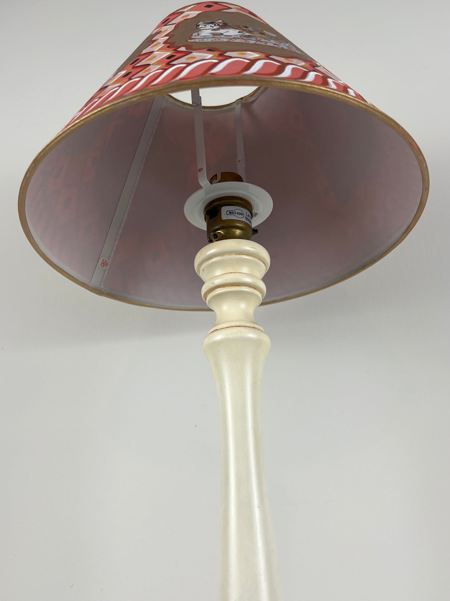 Hand-Painted Folk Art Lampshade with Cats – A One-Off Decorative Statement