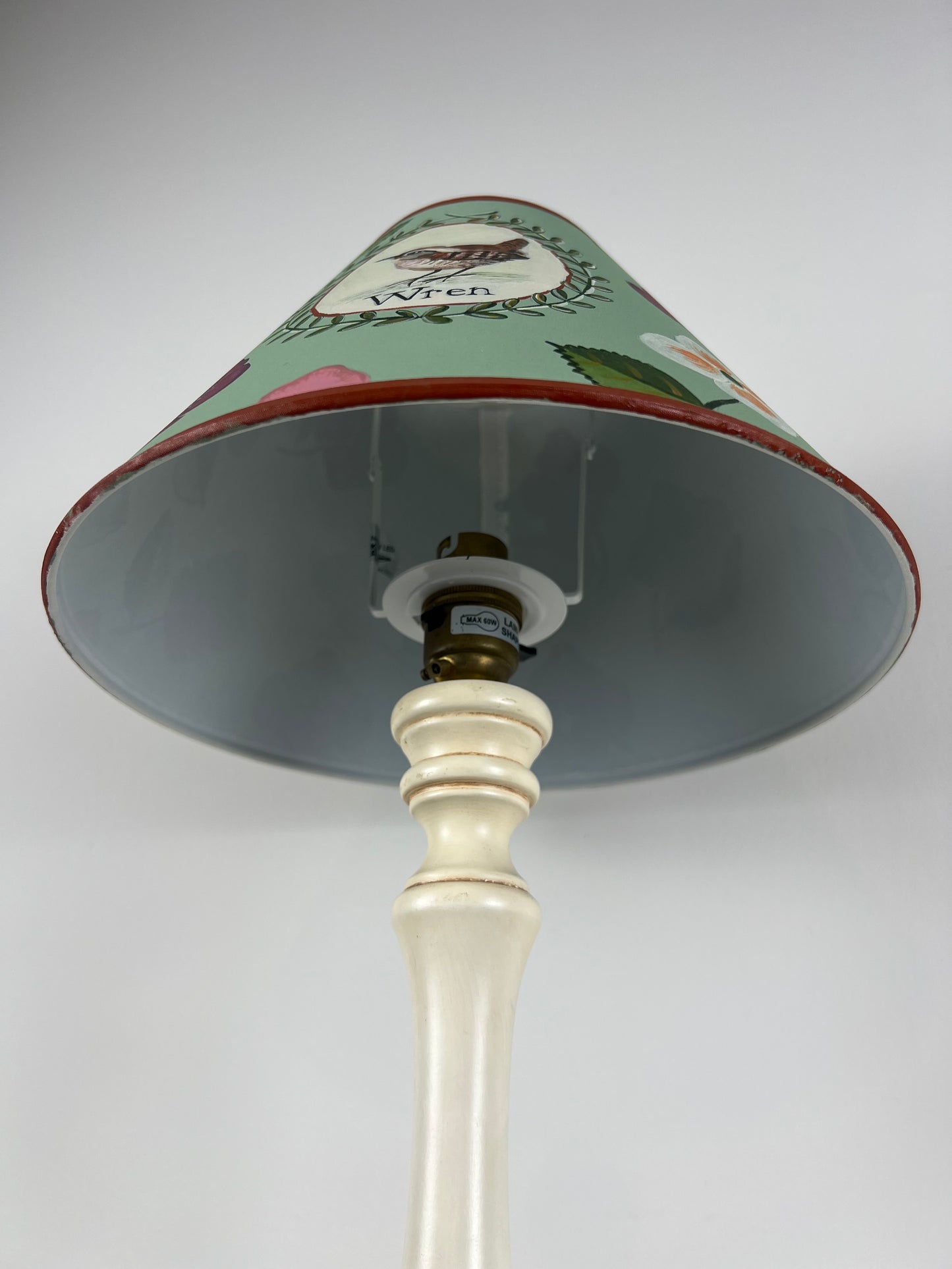 Hand-Painted Wren Lampshade – One-Off Folk Art & Natural History Design