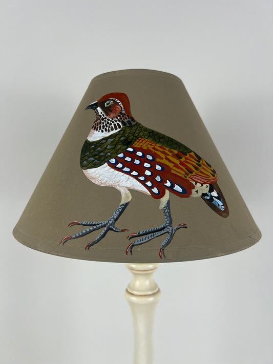 Hand-Painted Partridge Lampshade – One-Off Natural History Folk Art Design