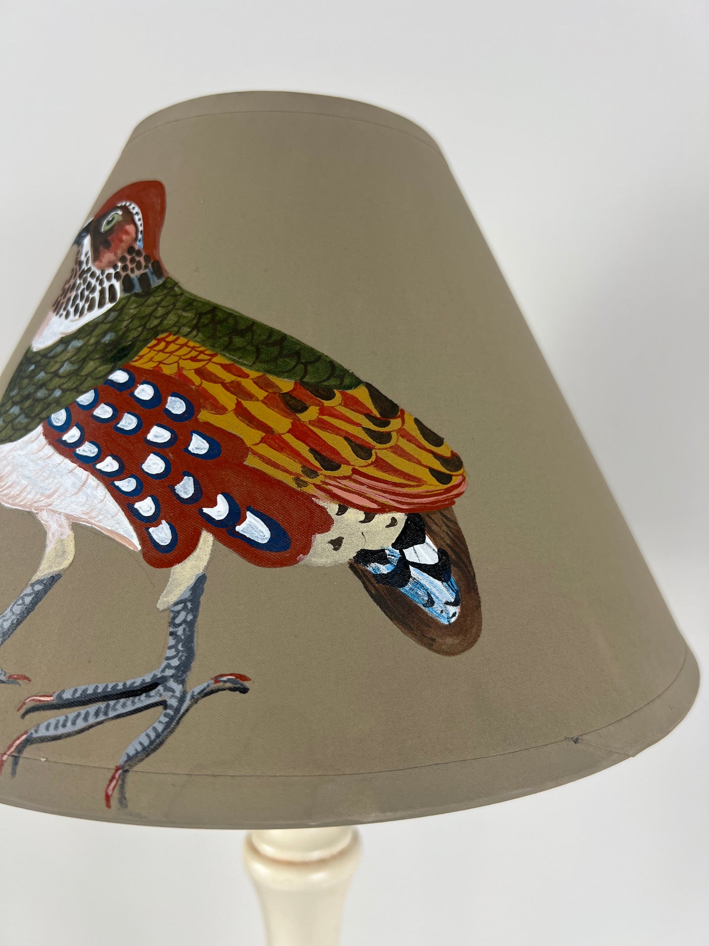 Hand-Painted Partridge Lampshade – One-Off Natural History Folk Art Design