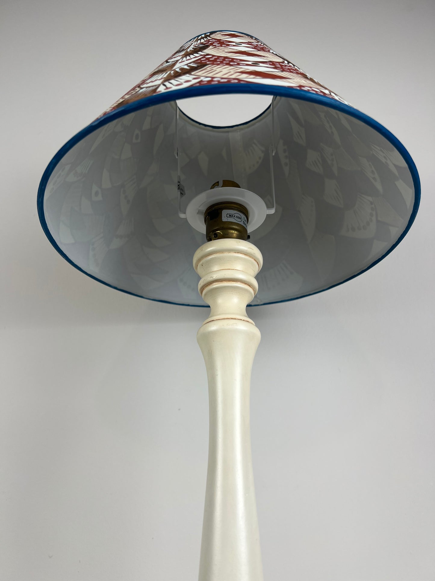 Hand-Painted Patterned Lampshade – One-Off Folk Art Design in Earthy Tones