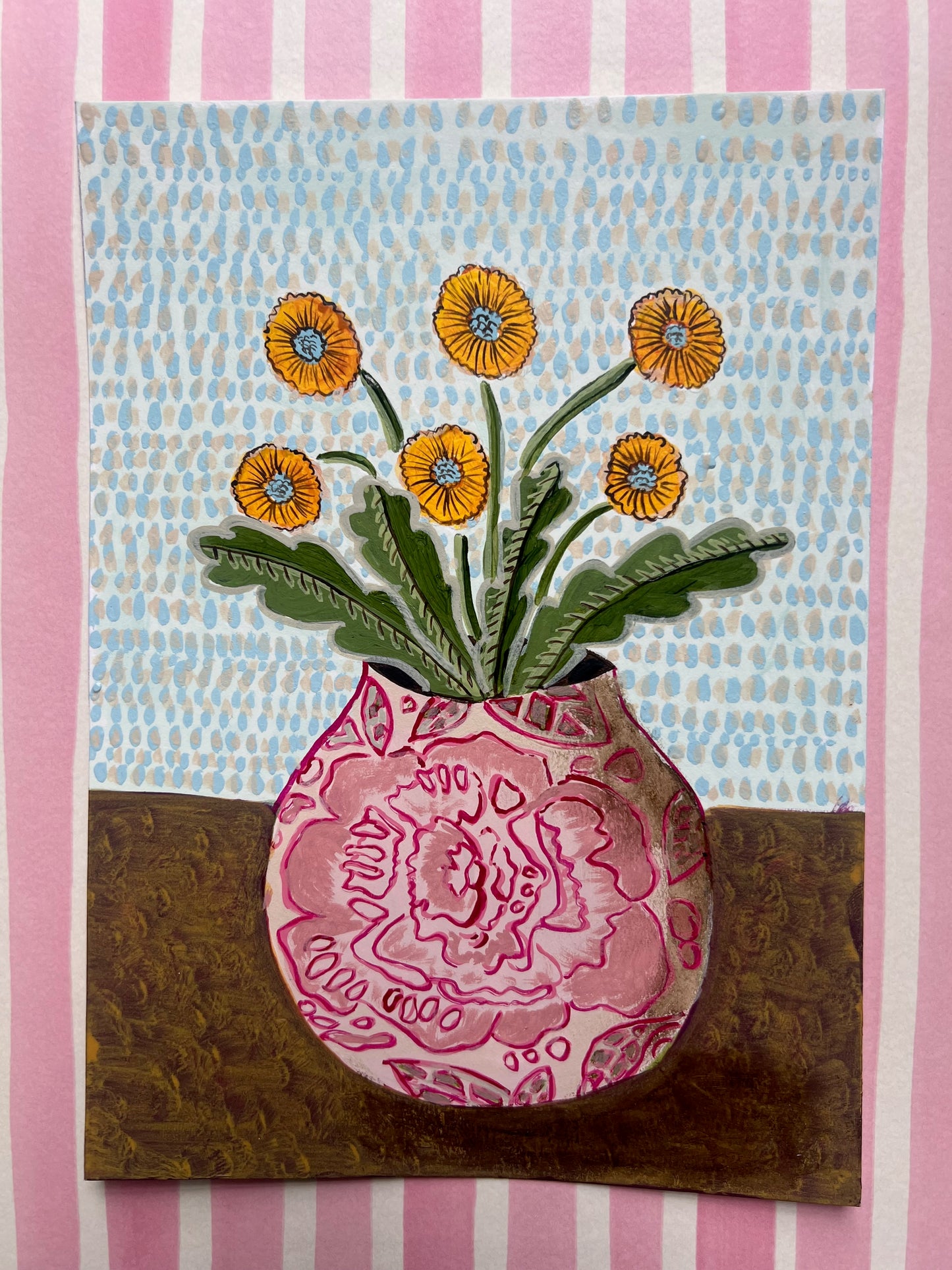 Daisies in Pink Floral Jug - Original Artwork