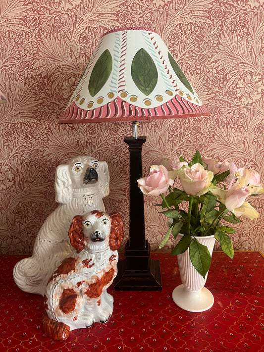 Firle Leaf — Bloomsbury-Inspired Hand-Painted Lampshade, 35cm base