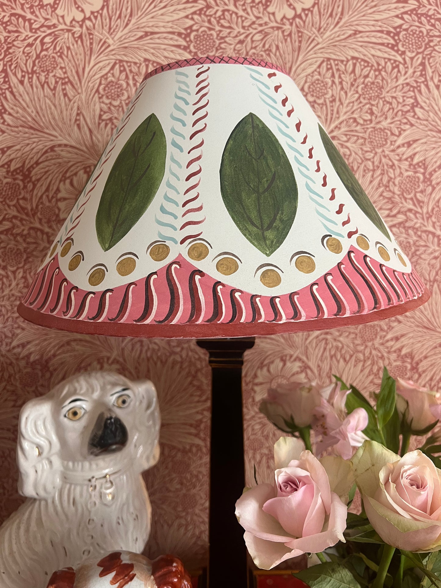 Firle Leaf — Bloomsbury-Inspired Hand-Painted Lampshade, 35cm base