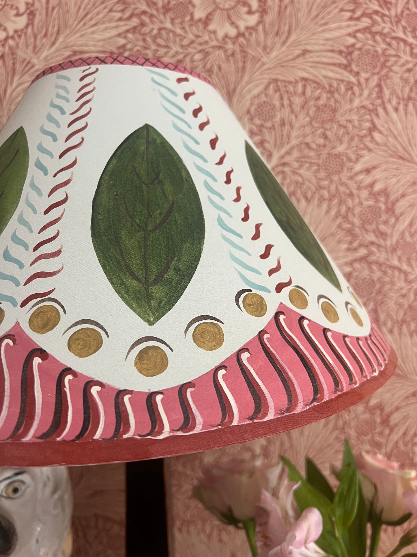 Firle Leaf — Bloomsbury-Inspired Hand-Painted Lampshade, 35cm base
