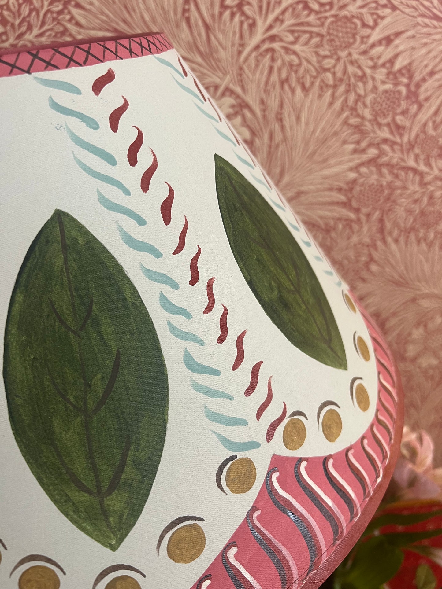 Firle Leaf — Bloomsbury-Inspired Hand-Painted Lampshade, 35cm base