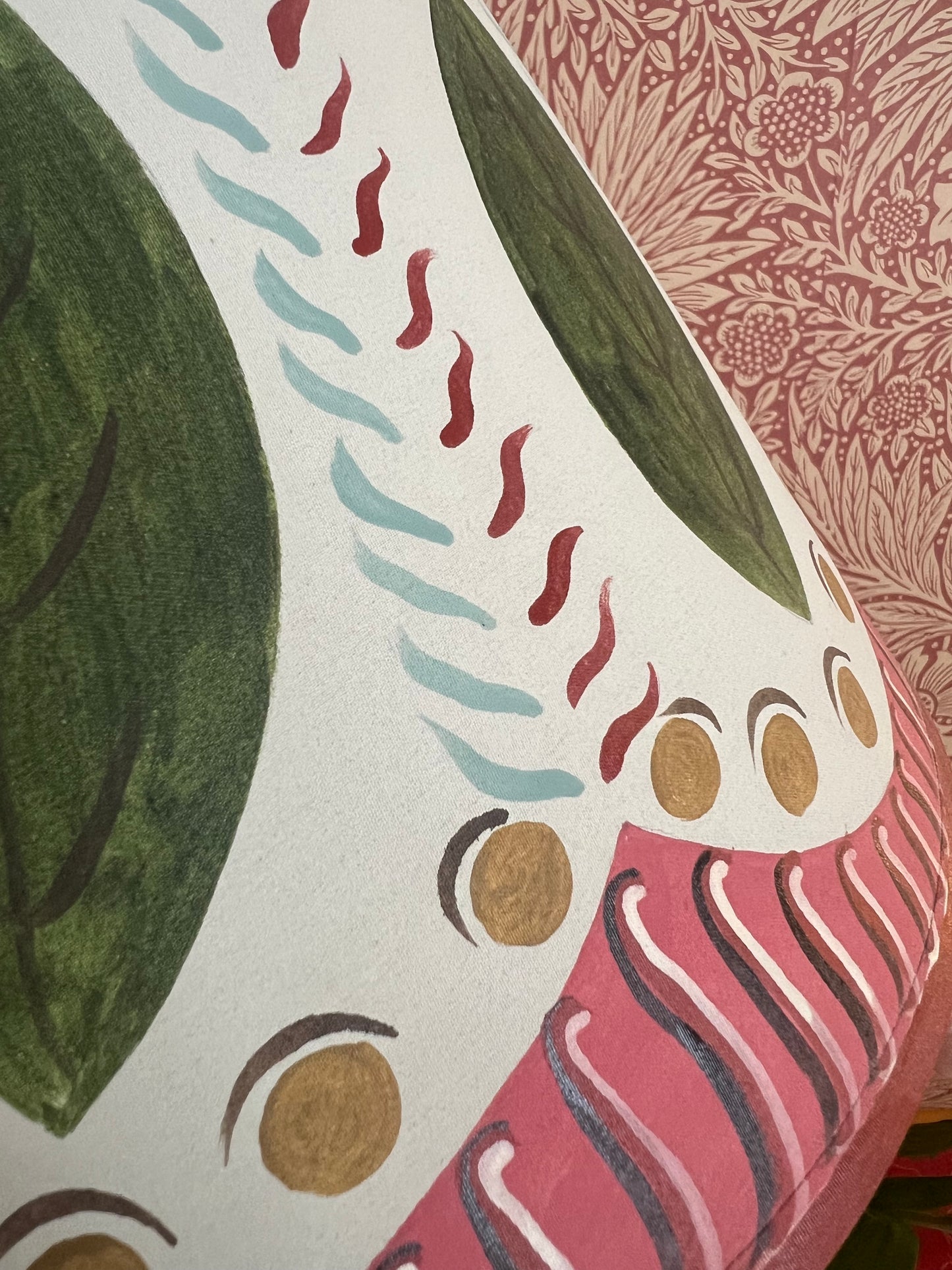 Firle Leaf — Bloomsbury-Inspired Hand-Painted Lampshade, 35cm base