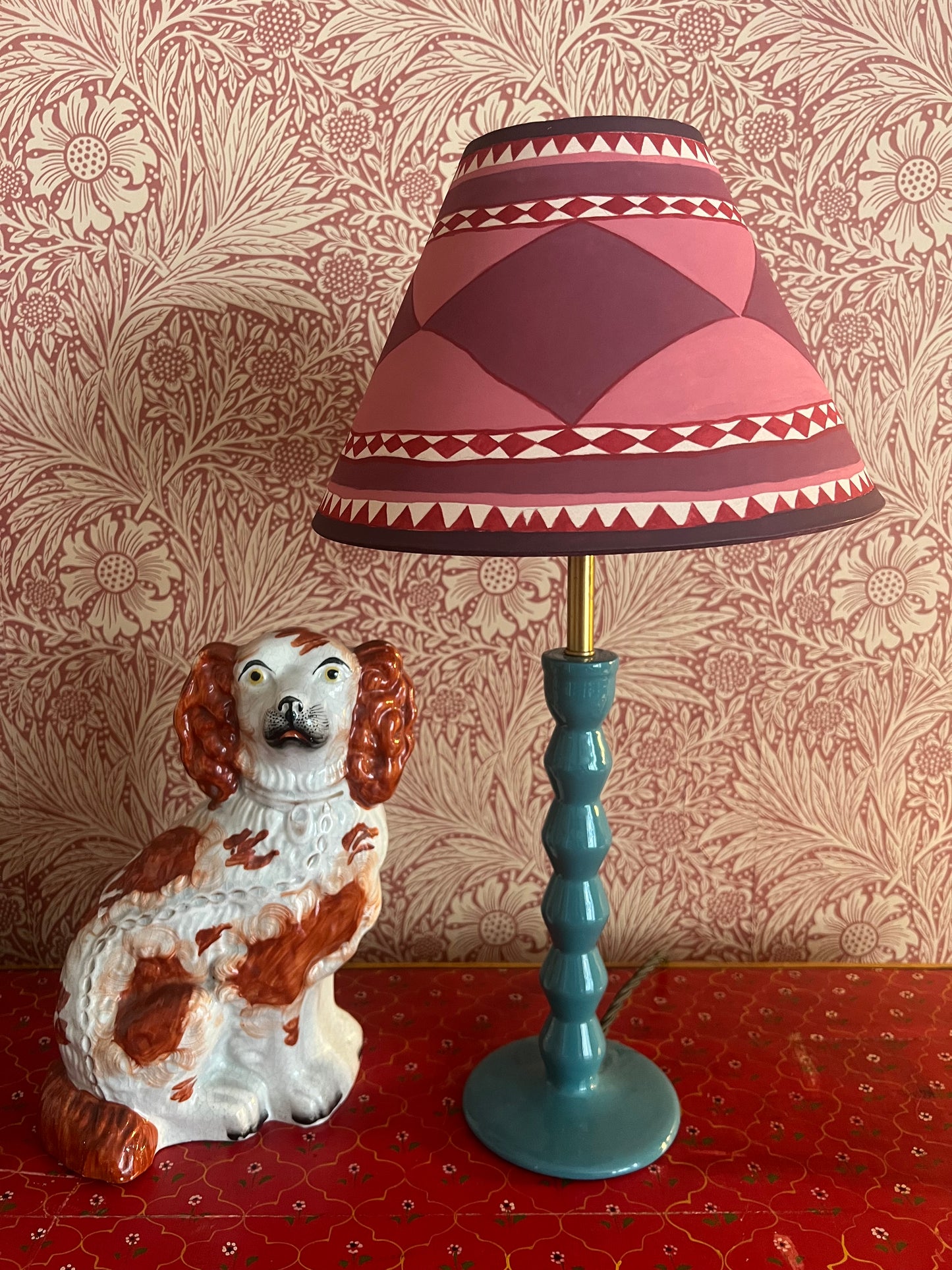 Ruby Harlequin — Hand-Painted Decorative Lampshade