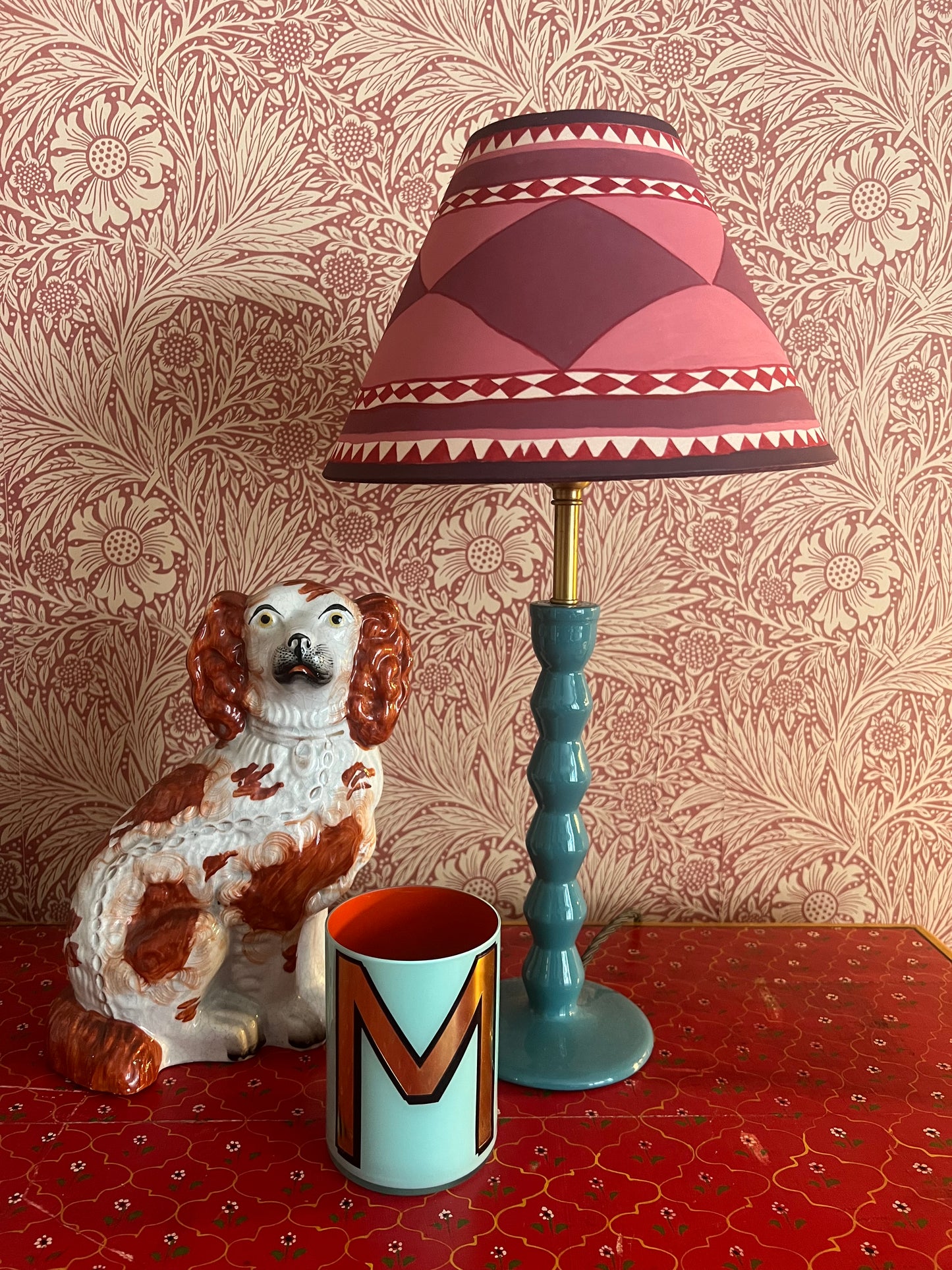 Ruby Harlequin — Hand-Painted Decorative Lampshade