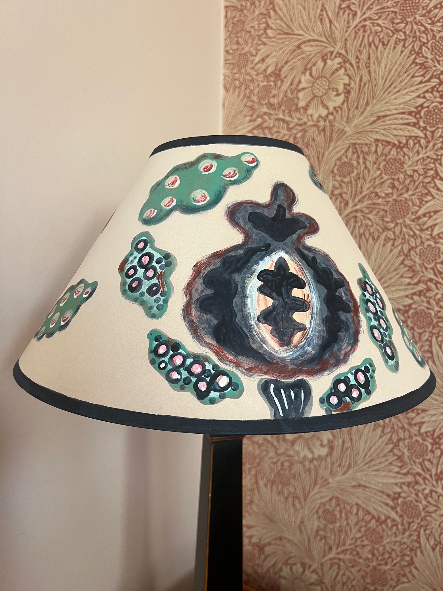Large Hand-Painted Thistle Lampshade – Botanical Study in Moss & Ink