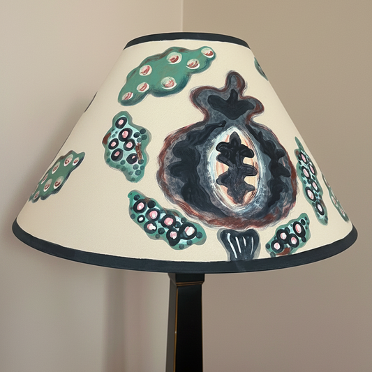 Large Hand-Painted Thistle Lampshade – Botanical Study in Moss & Ink