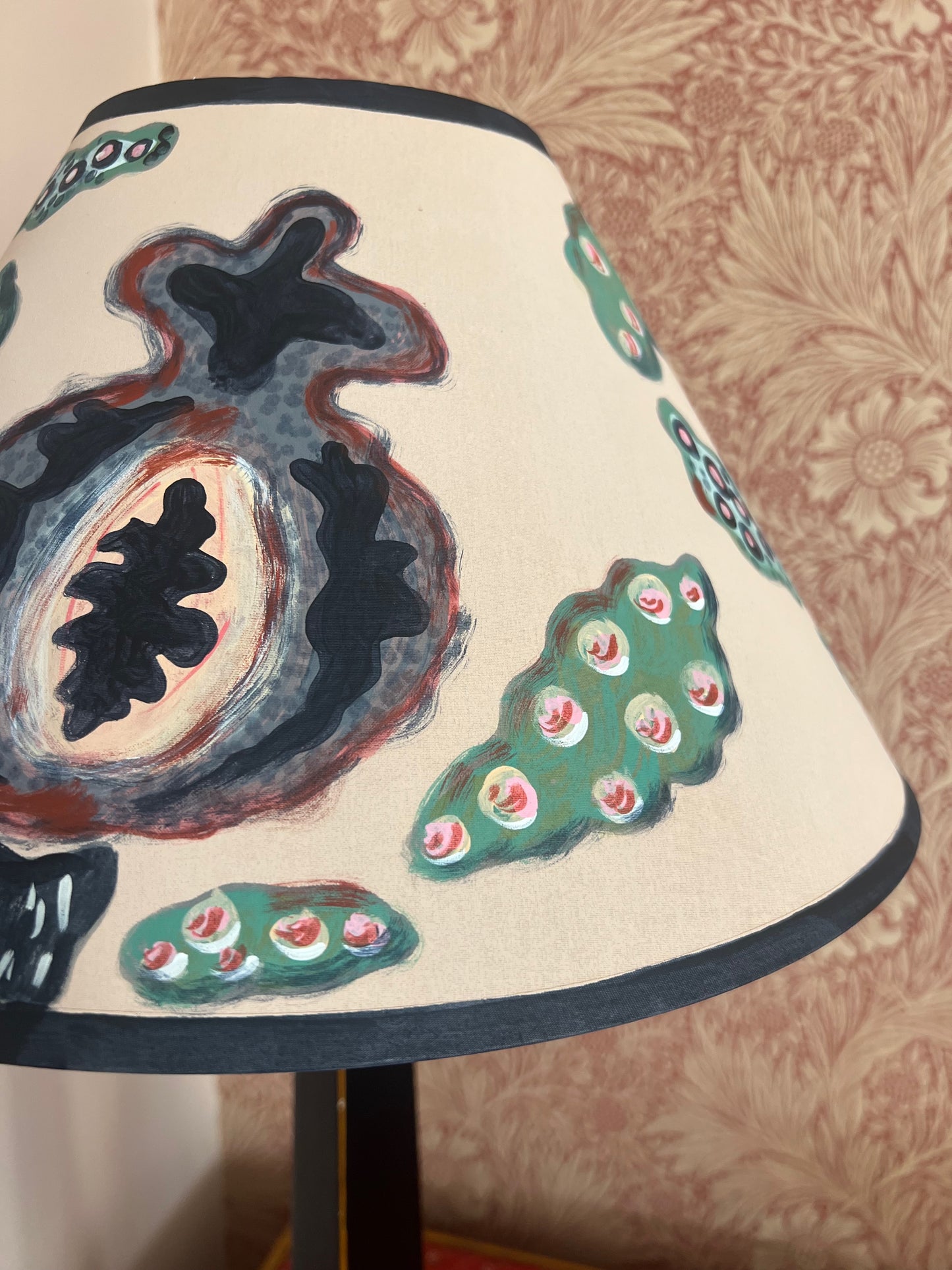 Large Hand-Painted Thistle Lampshade – Botanical Study in Moss & Ink
