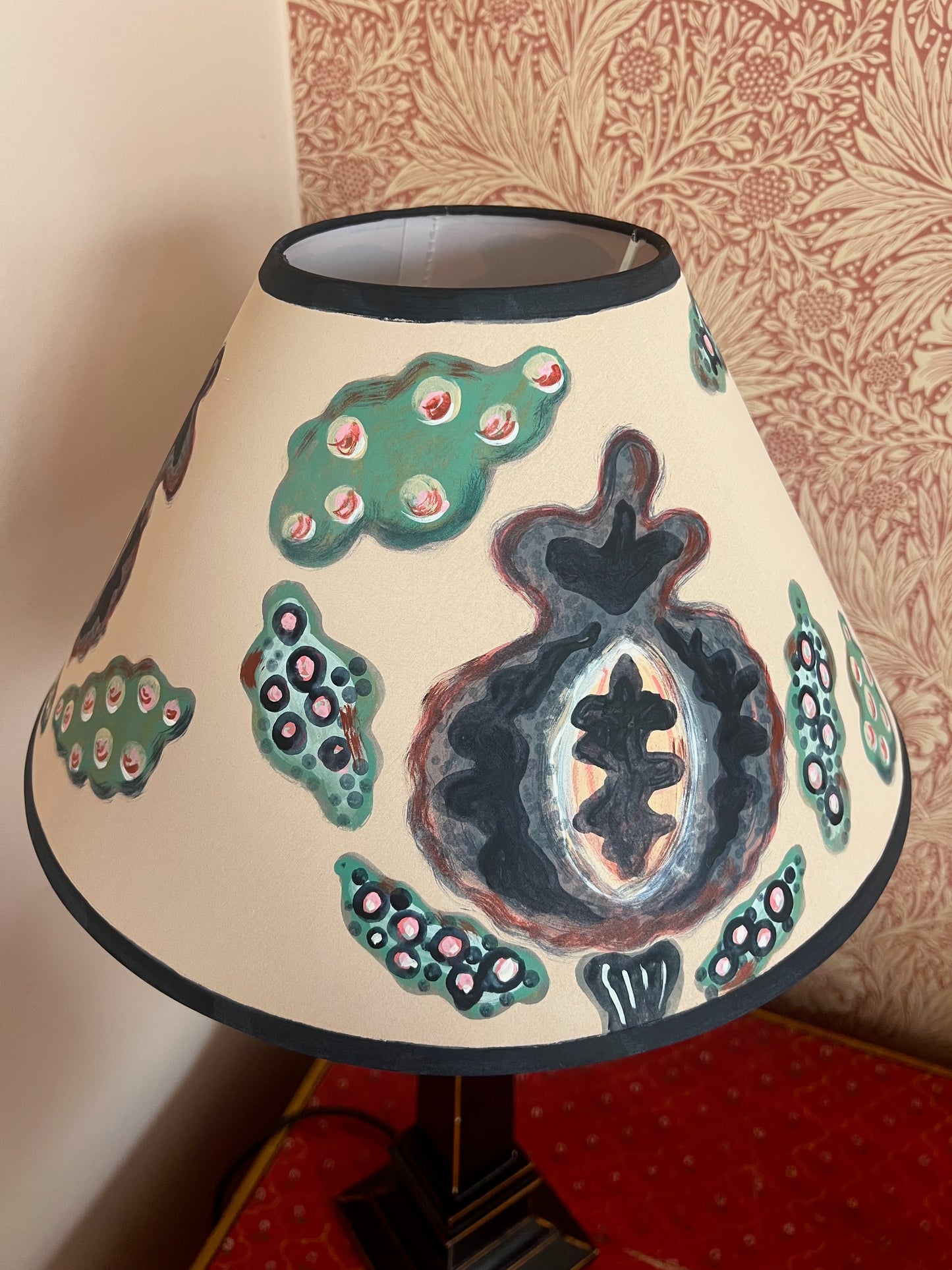 Large Hand-Painted Thistle Lampshade – Botanical Study in Moss & Ink