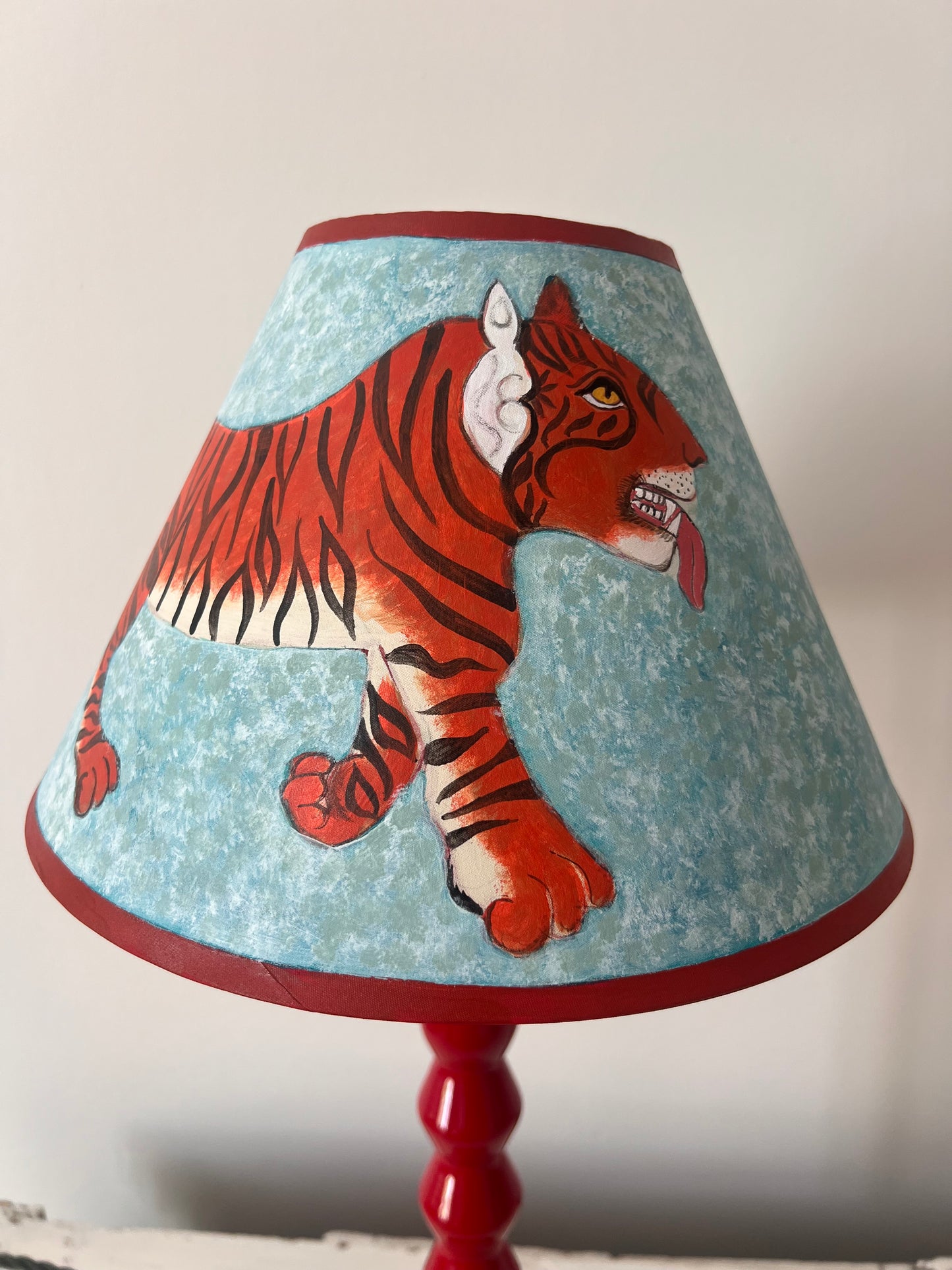 hand painted indian tiger lampshade by Melanie Lewis