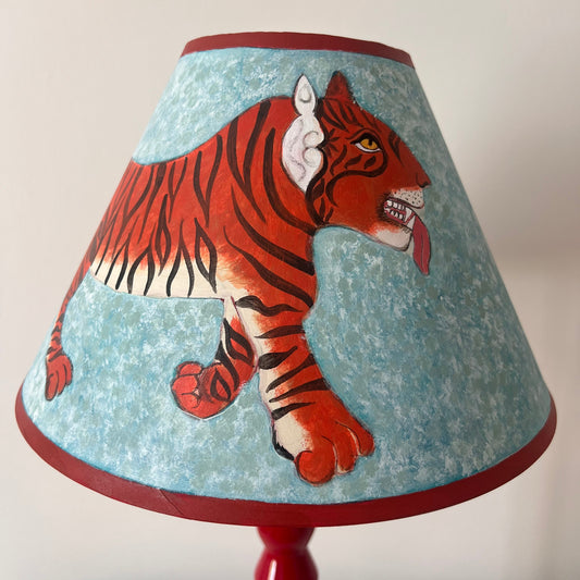 hand painted indian tiger lampshade by Melanie Lewis