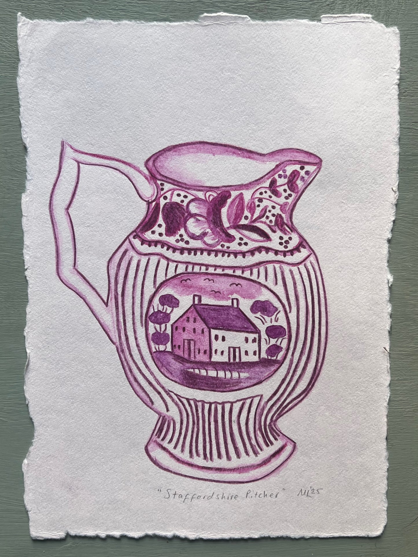 Staffordshire Jug Original Watercolour on Handmade Cotton Paper