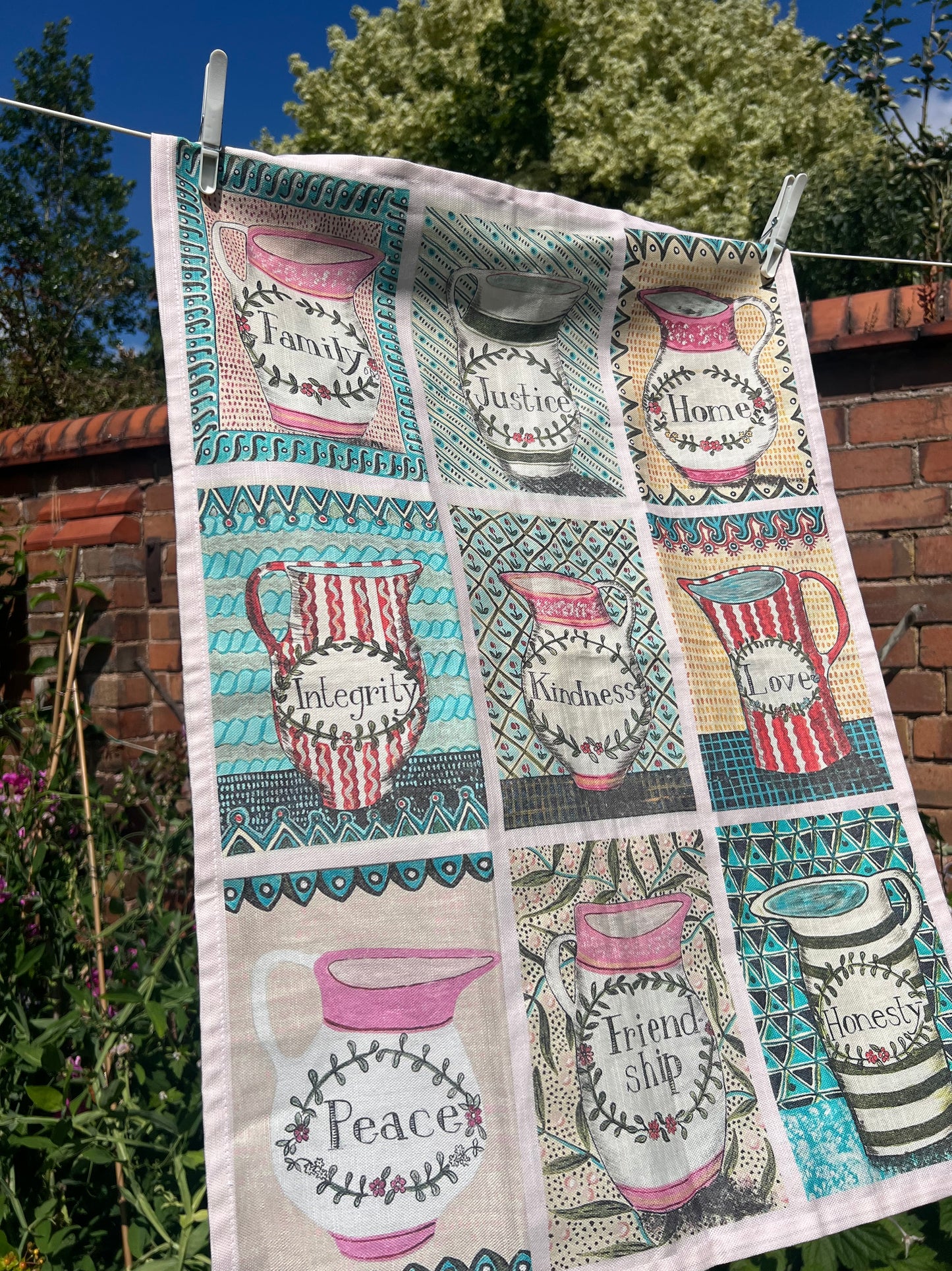 Personal Values Tea Towel with Ric Rac Trim