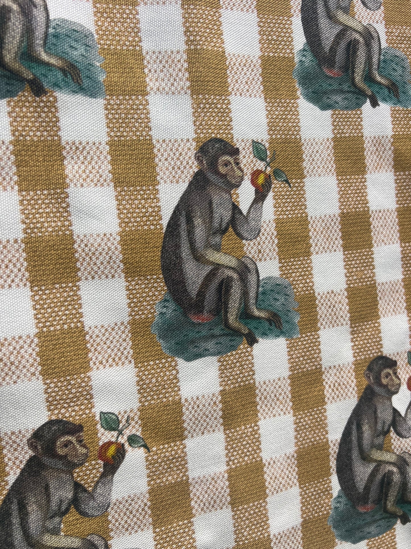 Gingham Monkey Tea Towel