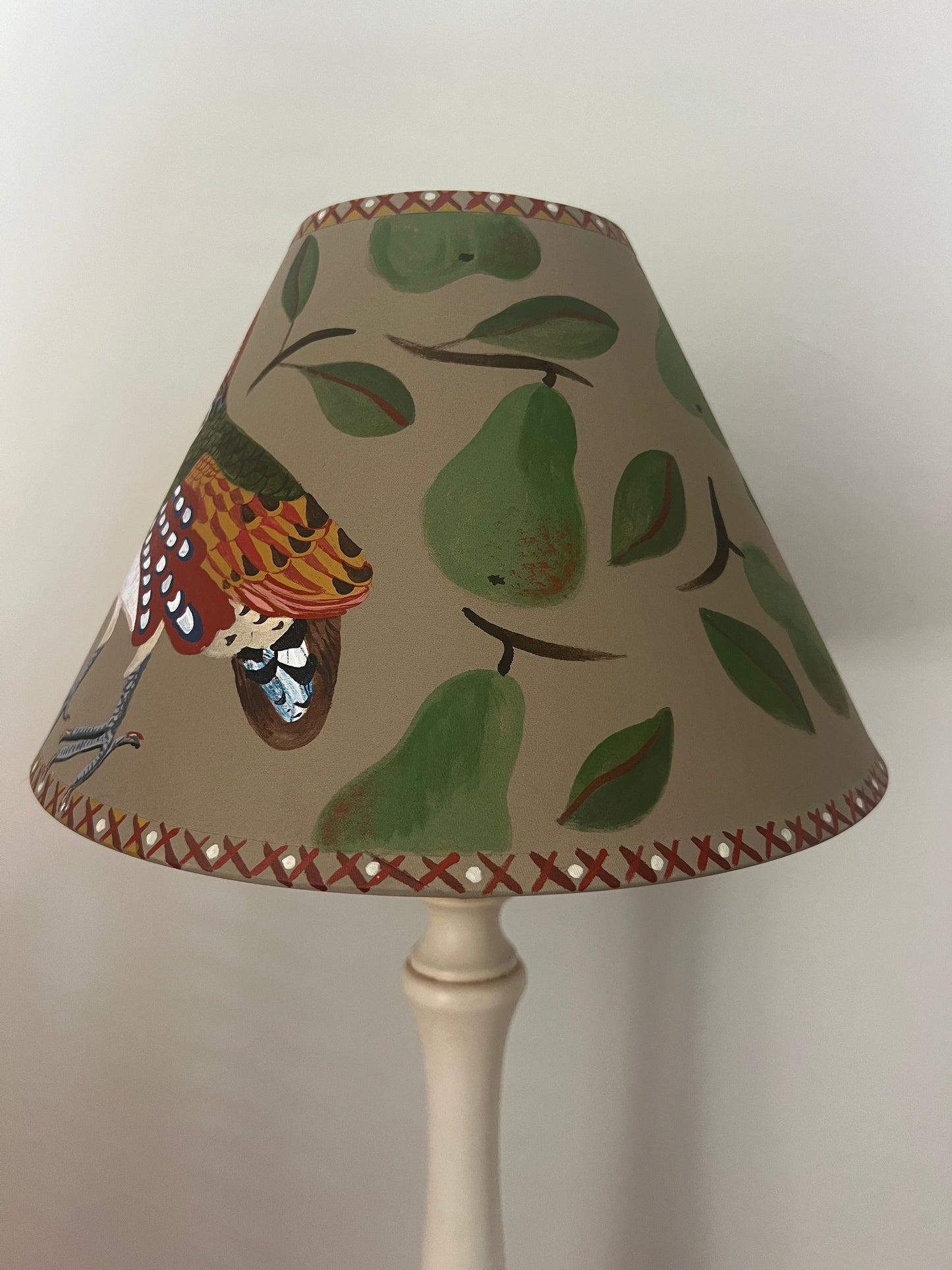 Hand-Painted Partridge Lampshade – One-Off Natural History Folk Art Design