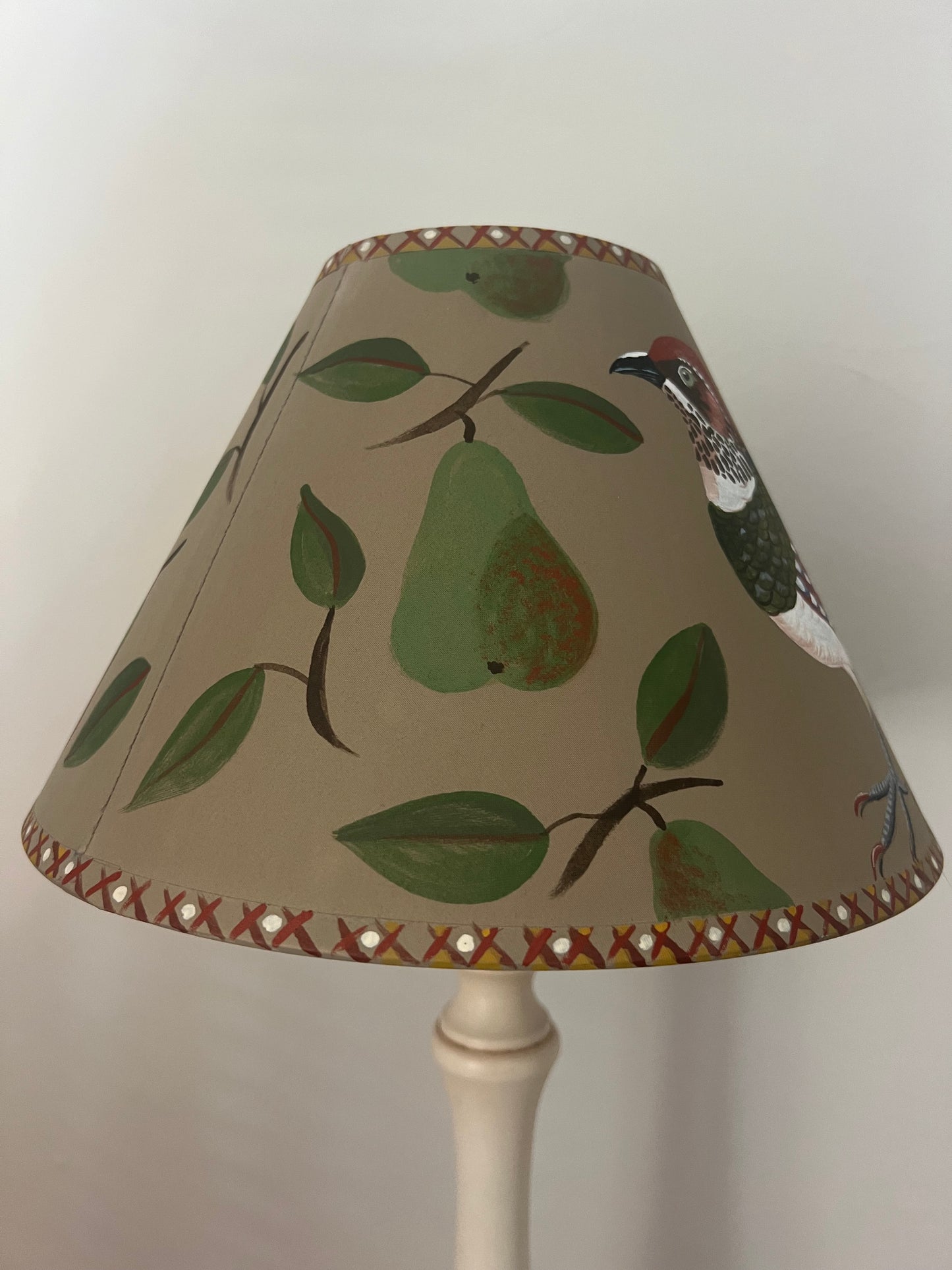 Hand-Painted Partridge Lampshade – One-Off Natural History Folk Art Design