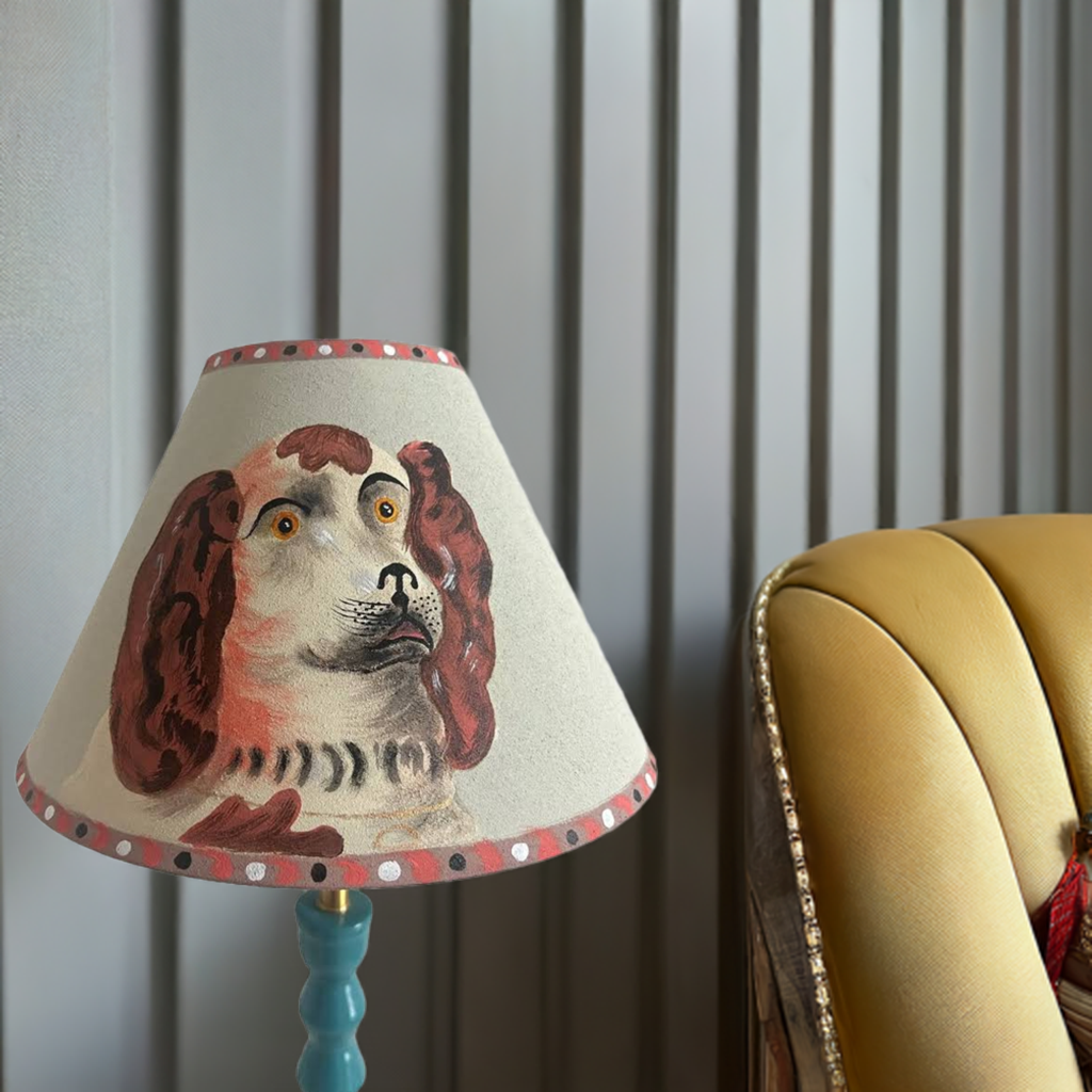 Nathaniel - Hand Painted Staffordshire Wally Dog Table Lamp Shade