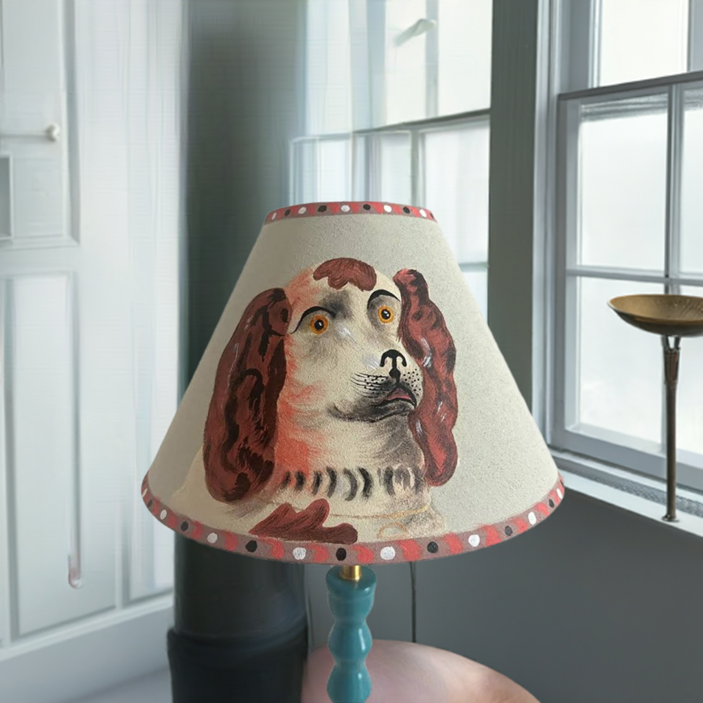 Nathaniel - Hand Painted Staffordshire Wally Dog Table Lamp Shade