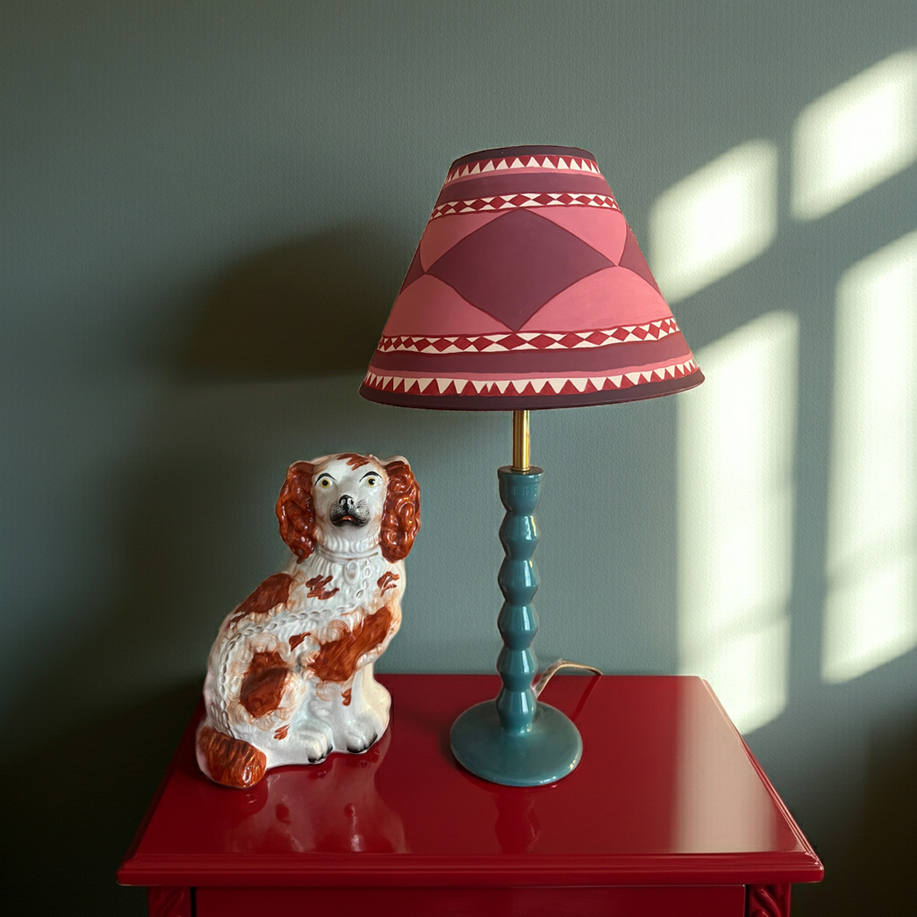 Ruby Harlequin — Hand-Painted Decorative Lampshade