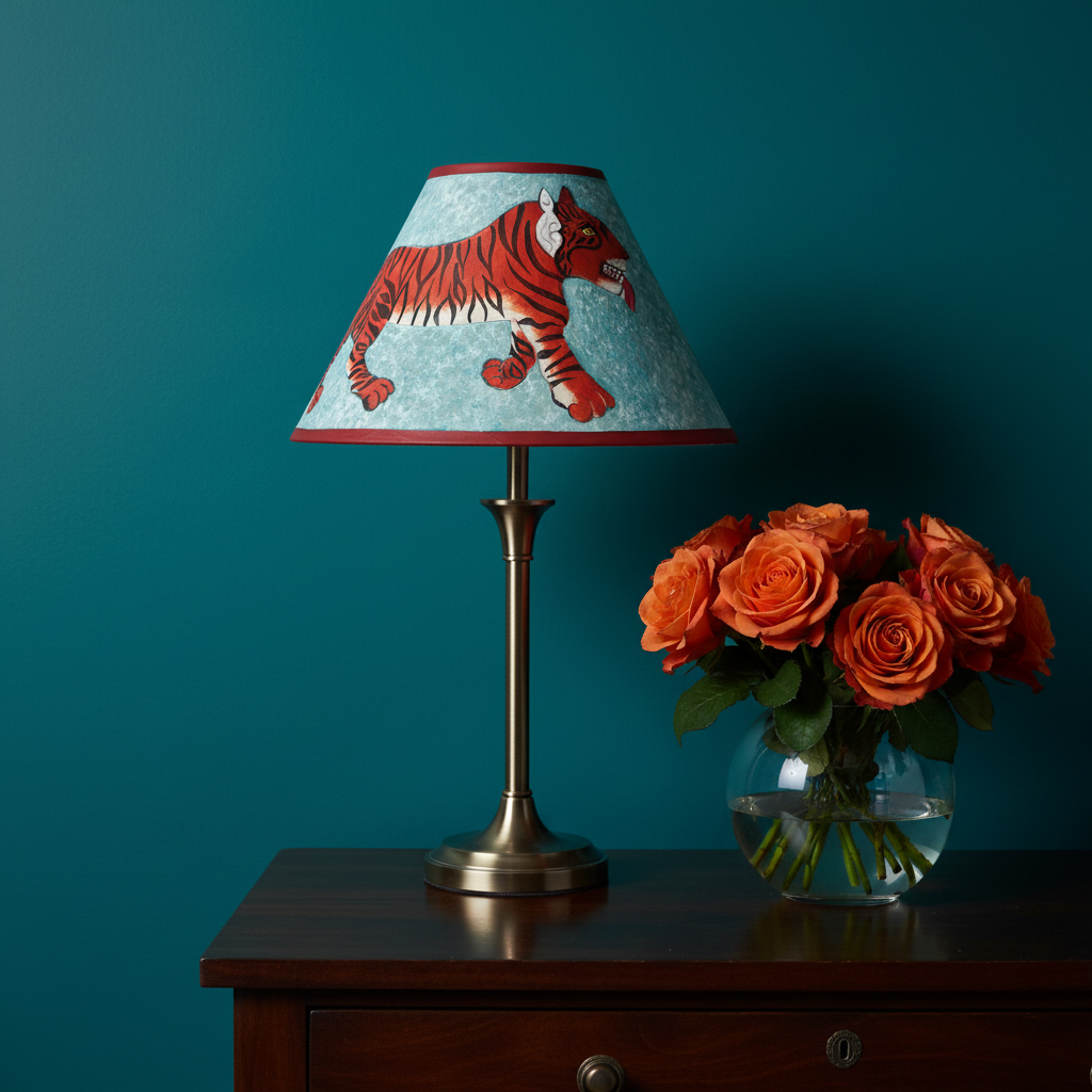 Indian Tiger Hand Painted Lampshade | Nature Collection